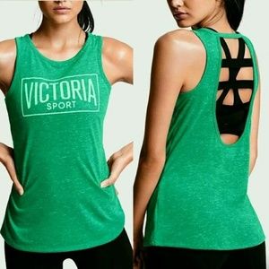 Victoria's Secret Sport Green Cage Back Tank Top